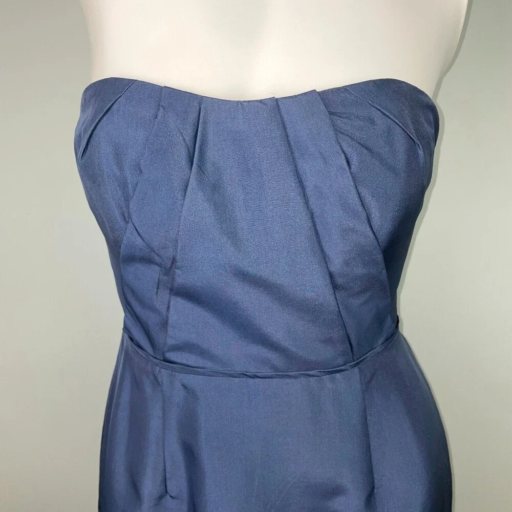 NWT J Crew Alexia Strapless Silk A Line Pebble Blue Dress New Cocktail Formal 2